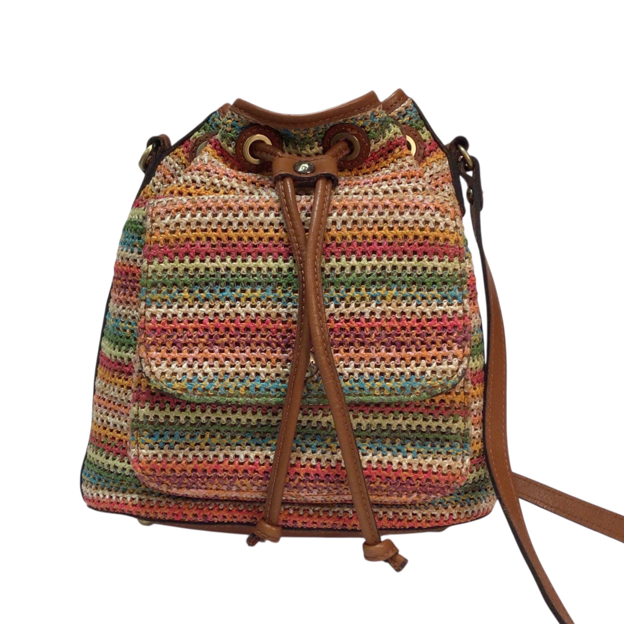 Patricia Nash Civetta Multi Color Crochet Drawstring Crossbody Bag