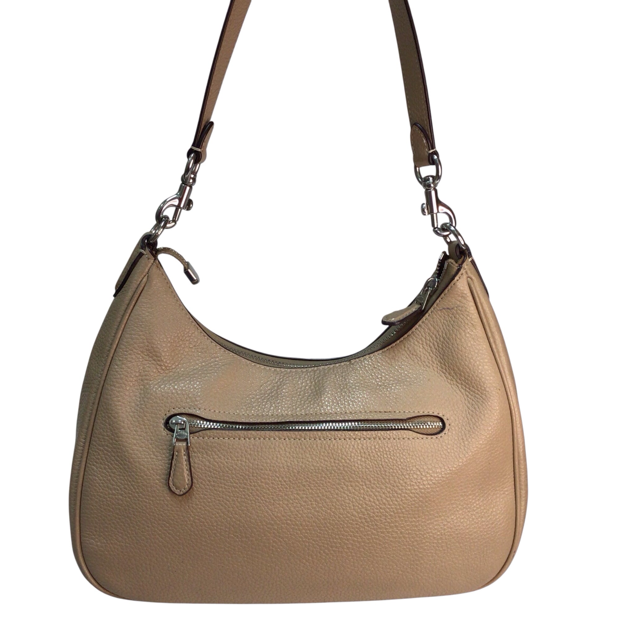 Coach Pebbled Leather Beige Shoulder Bag