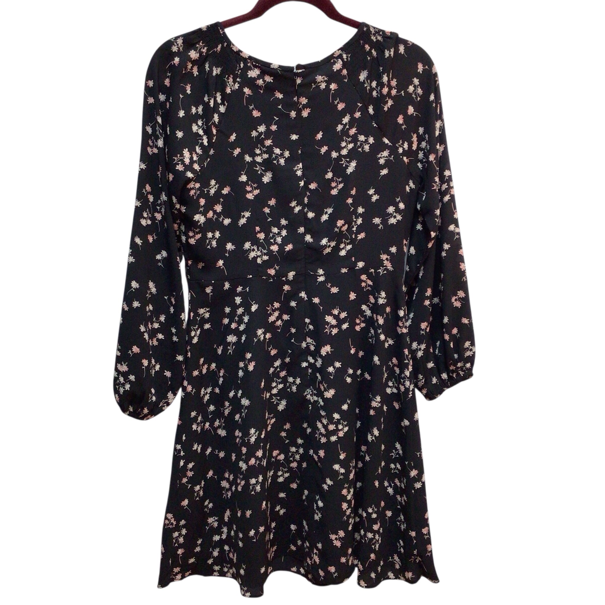 Ann Taylor Pink And Black Flowers Long Sleeve Dress Size 2 NWT