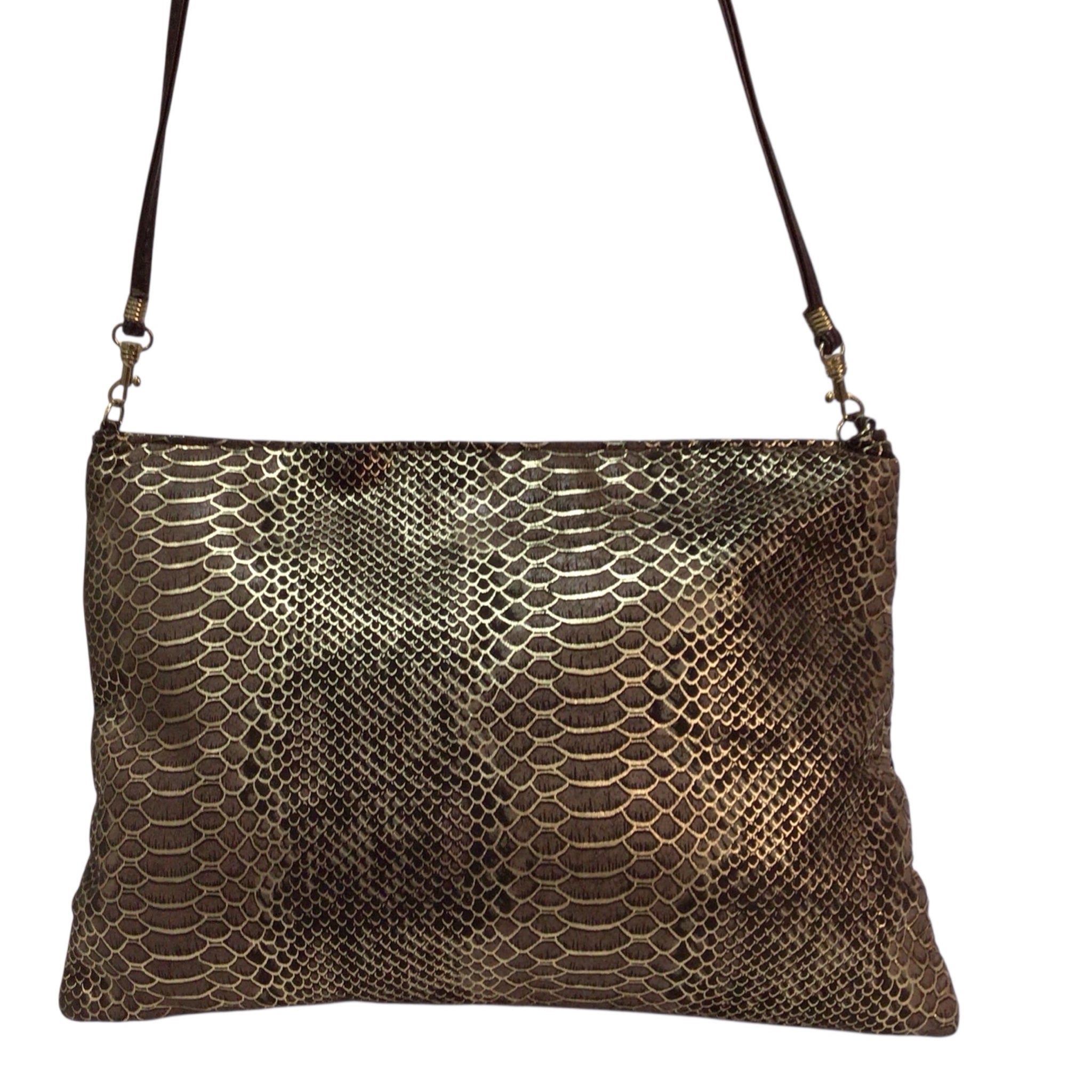 Bags by Pinky Leather Crossbody Bag Brown Gold