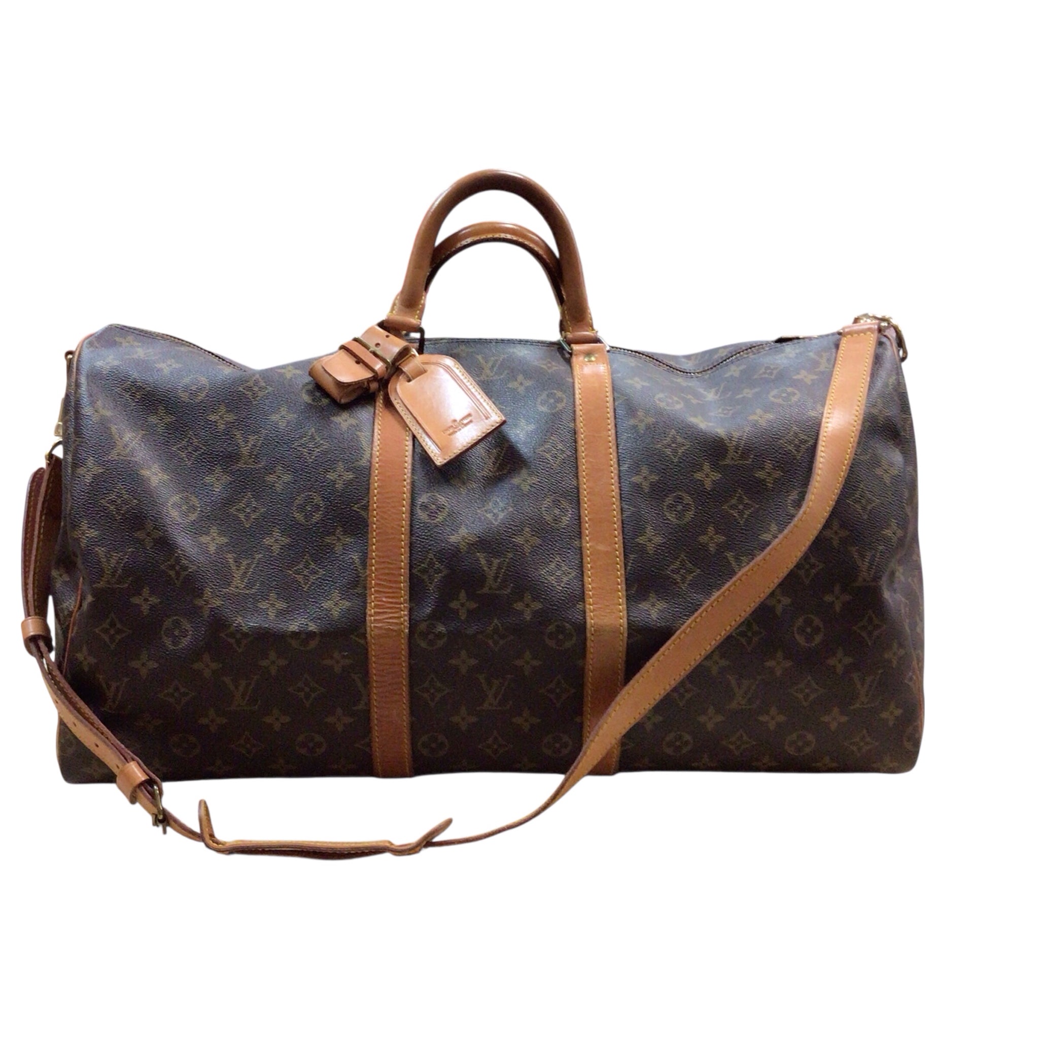 Pre-owned Louis Vuitton Keepall Bandouliere 55 Monogram Canvas Travel Bag FH874