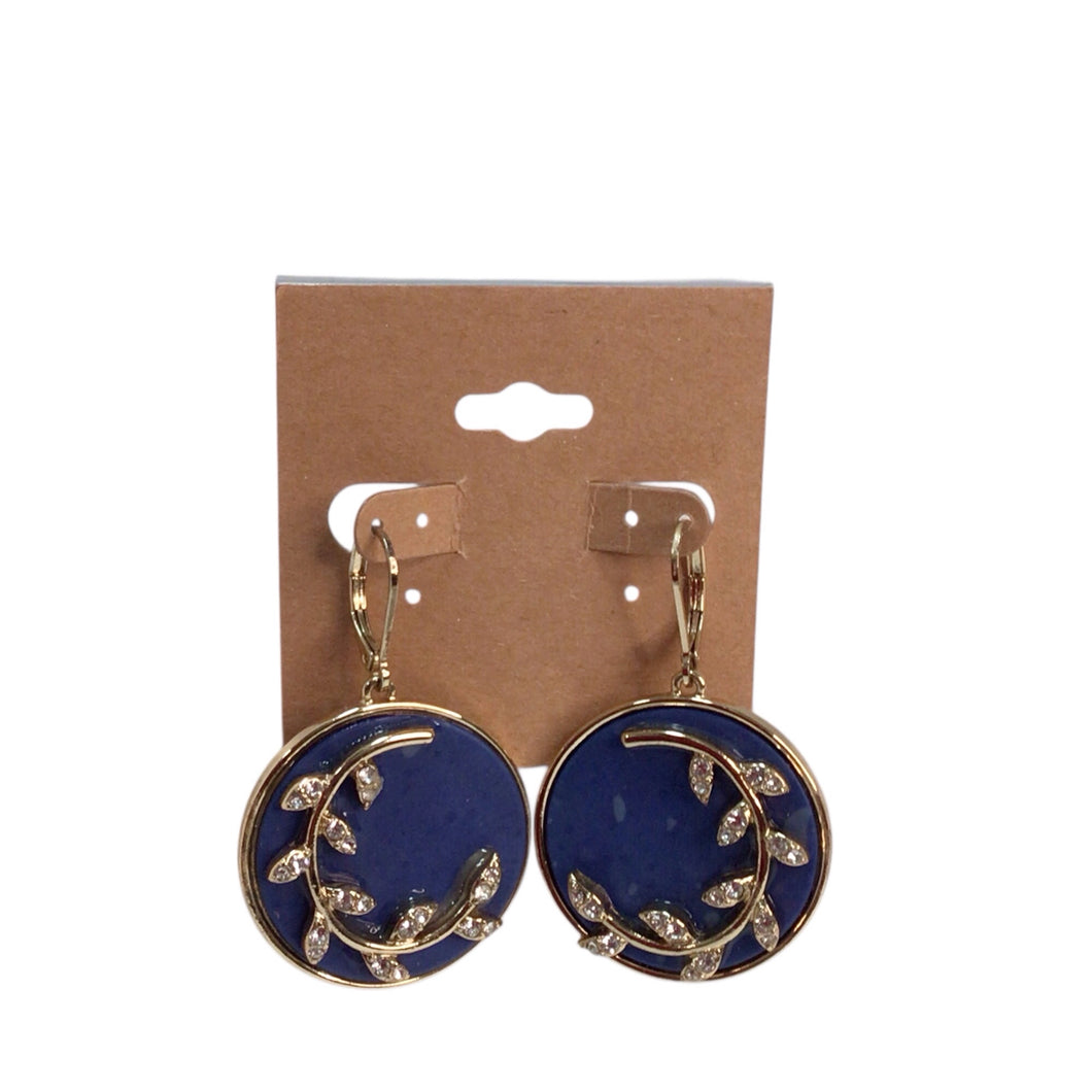 Blue And Gold Circle Earrings