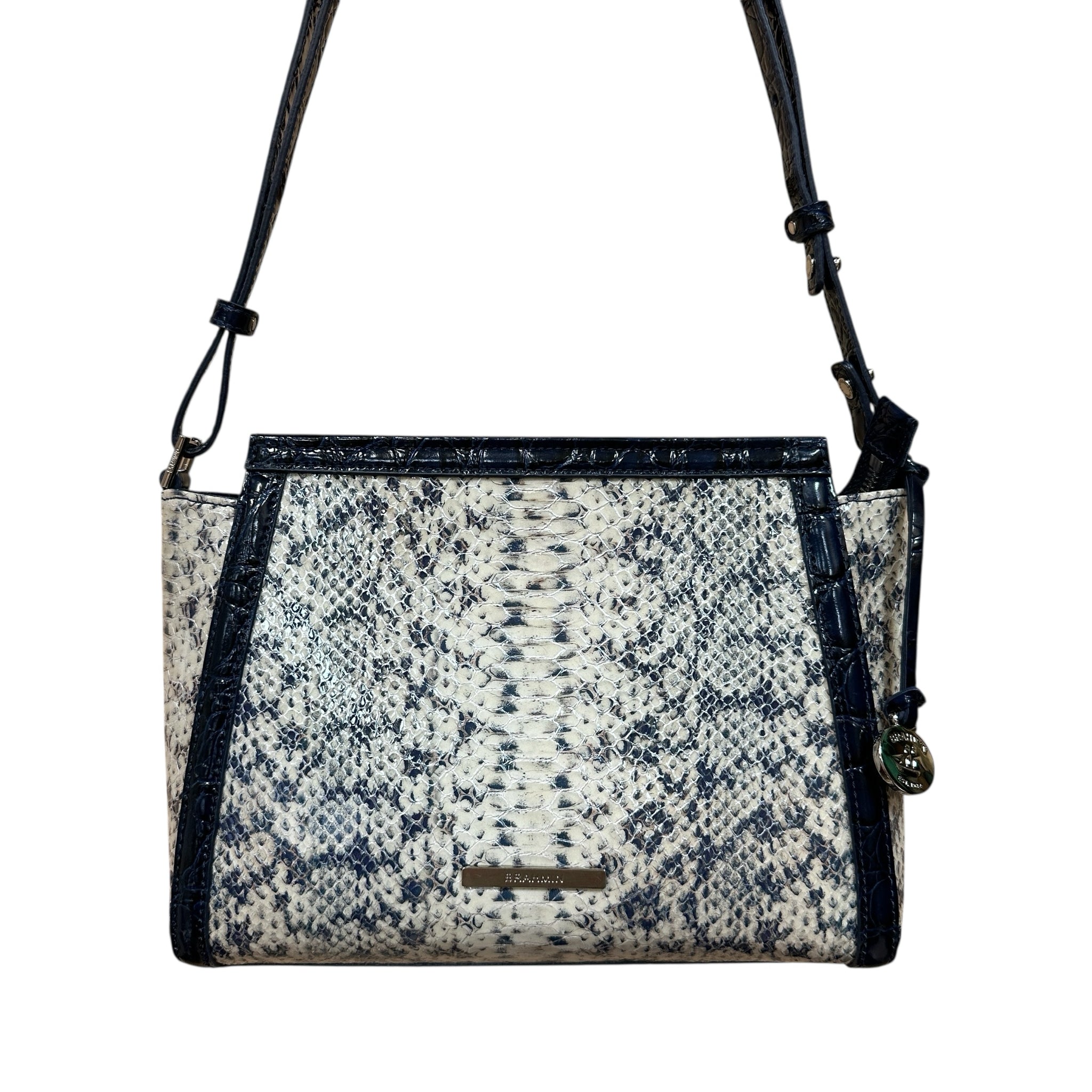 Brahmin Hillary Anchor Cirrus Embossed Navy & Cream Crossbody Shoulder Bag