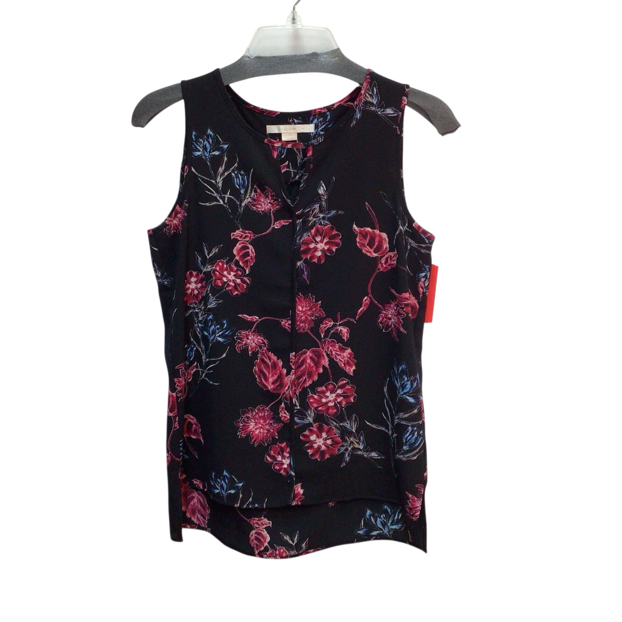 C&E Black Floral Sleeveless Top Size XS