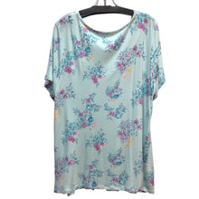 Load image into Gallery viewer, Kim Rogers Light Blue Floral Short Sleeve Top Size 1X