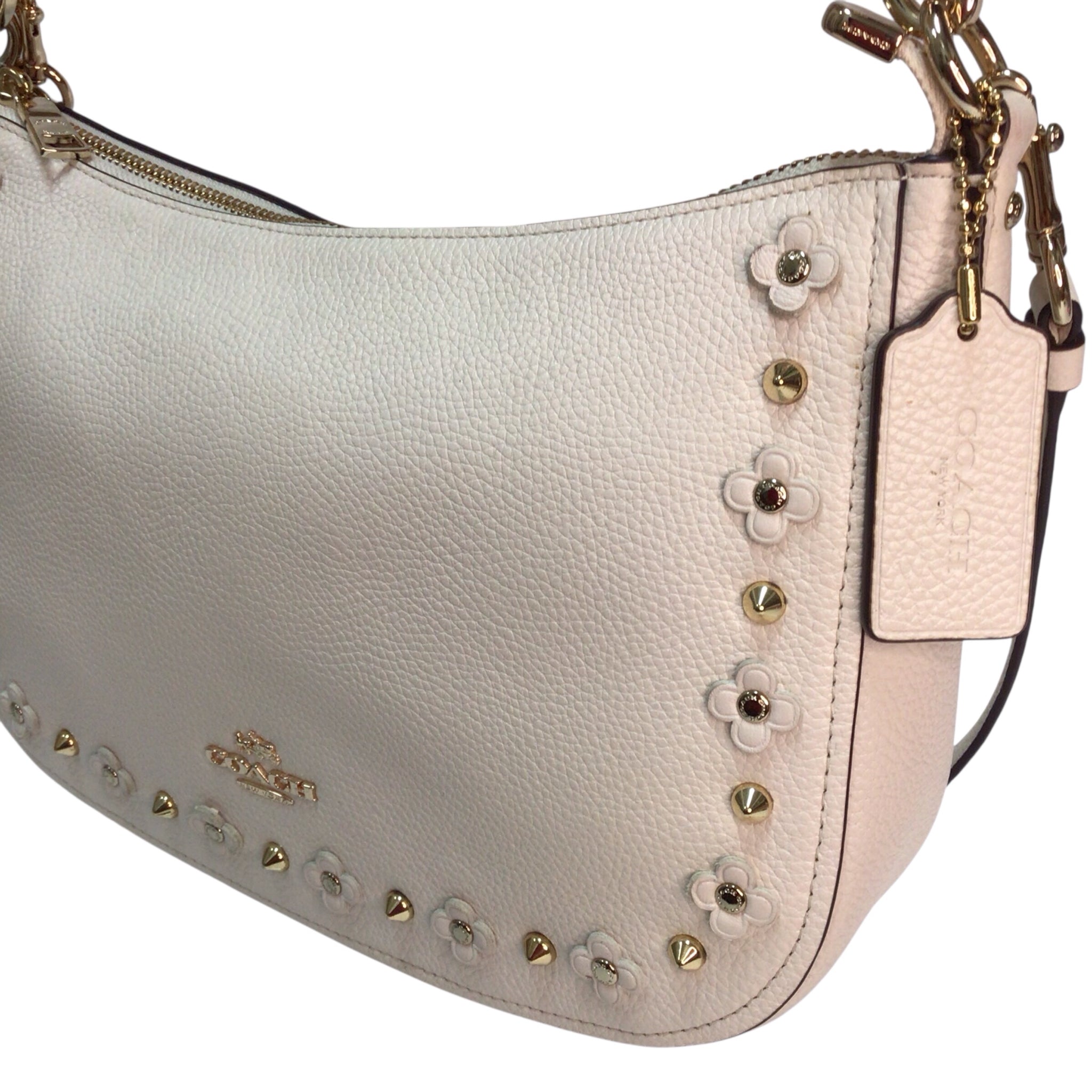 Coach "Chelsea" Pebbled Leather Crossbody Satchel Shoulder Bag Cream