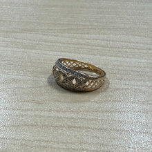 Load image into Gallery viewer, 14K Gold Diamond Encrusted Wide Band Ring, Open Trellis Design .30 CTW Size 8.5