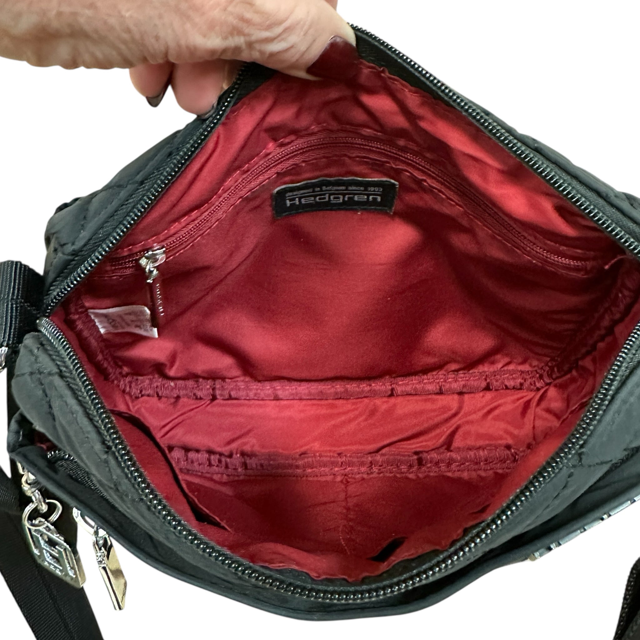 Hedgren Black Quilted Fabric Crossbody Bag