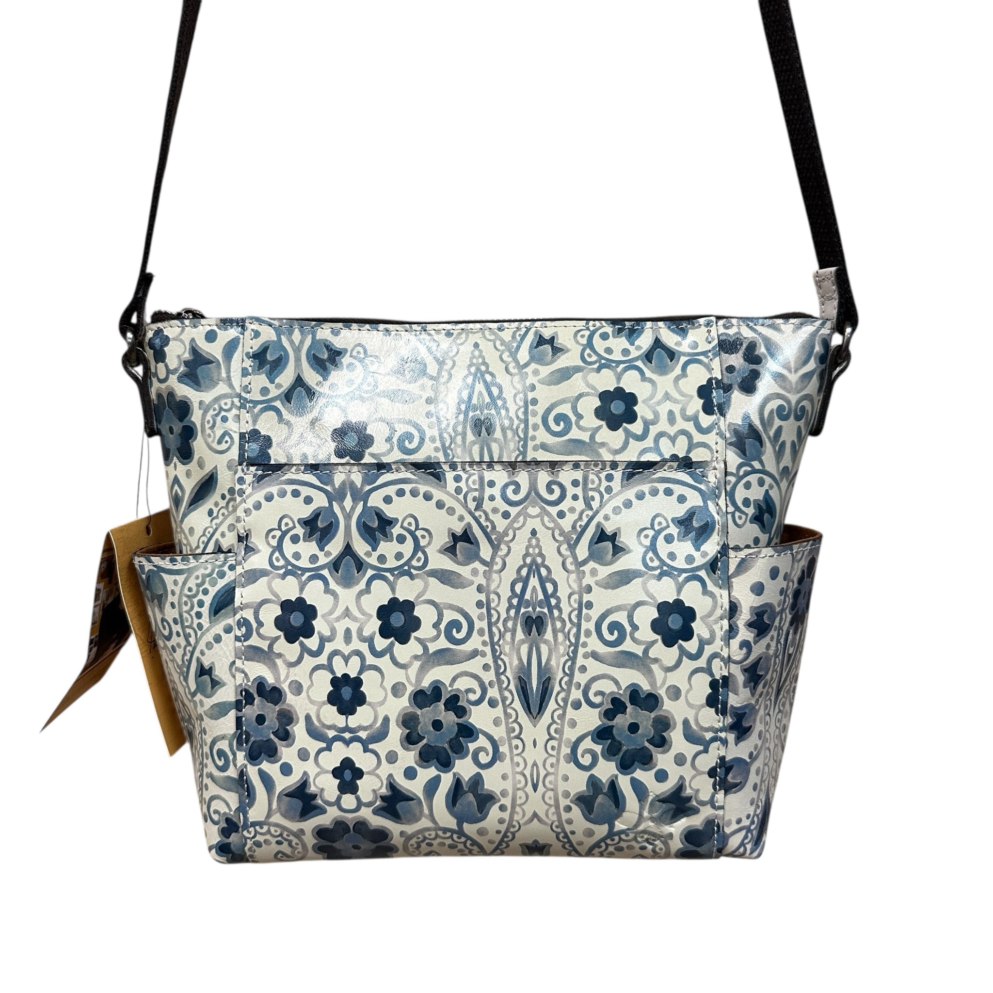 Patricia Nash Aveley Italian Folklore Blue Leather Crossbody Bag