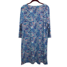 Load image into Gallery viewer, Caribbean Joe Blue Floral Long Sleeve Dress Size L