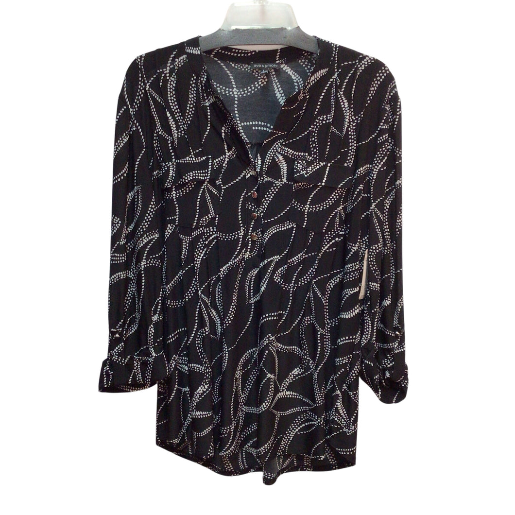 Ava & Grace Black and White Long Sleeve Top Size L