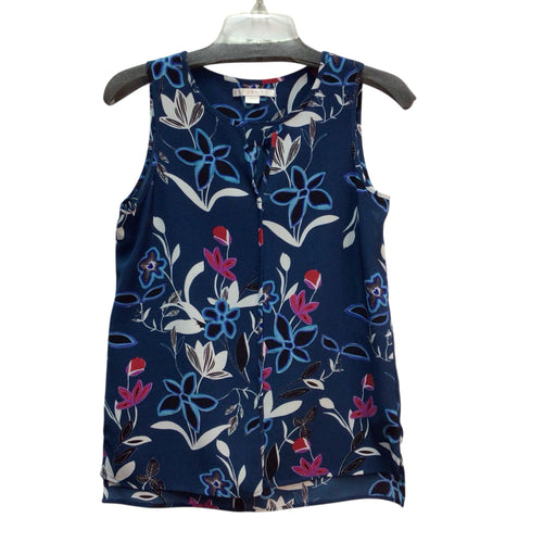 C&E Blue Floral Sleeveless Top Size XS