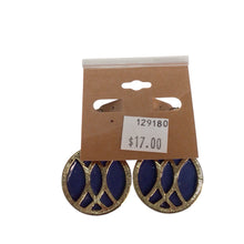 Load image into Gallery viewer, Blue And Gold Circle Earrings