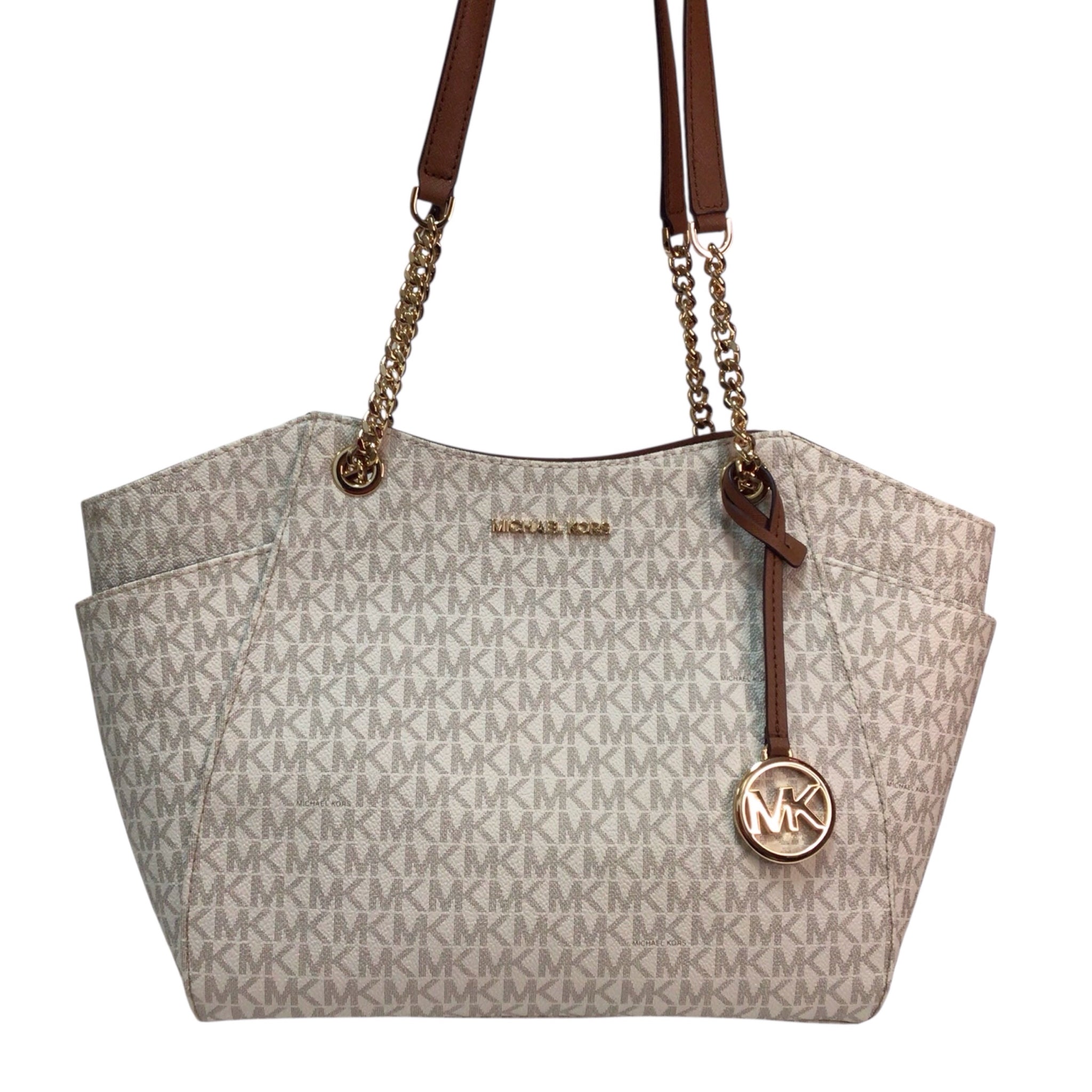 Michael Kors Vanilla Signature Jet Set Large Travel Shoulder Bag