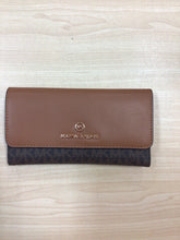 Load image into Gallery viewer, Michael Kors Brown Signature Fold over Wallet