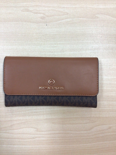 Michael Kors Brown Signature Fold over Wallet