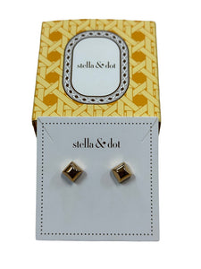 stella & dot Reversible Post Earrings Gold Navy
