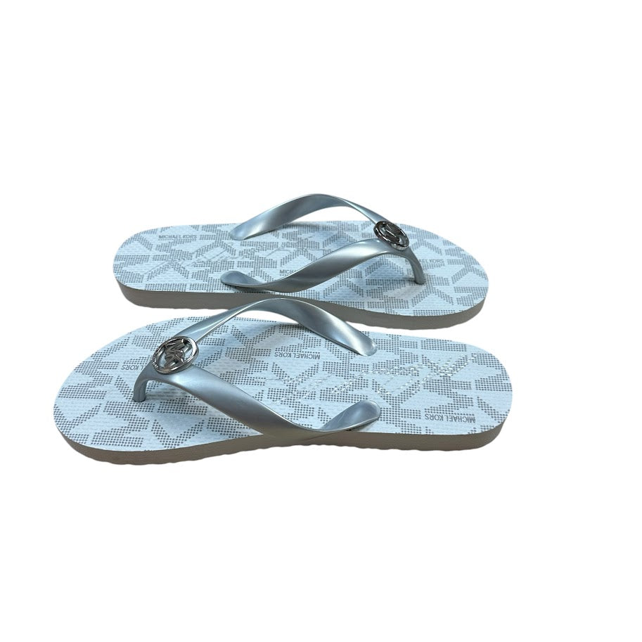 Michael Kors Thong Flip Flops Silver - Size 7