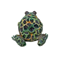 Load image into Gallery viewer, Olivia Riegel Green Orange with Red Crystals Enamel Frog Trinket Box