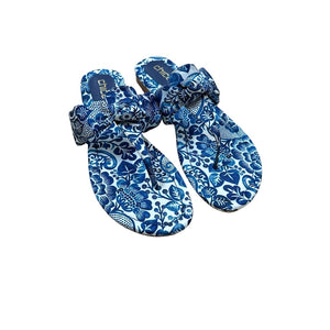 Chico's Natalia Classic Navy Knotted Thong Sandals Size 8.5 M