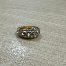 Load image into Gallery viewer, 14K Gold Diamond Encrusted Wide Band Ring, Open Trellis Design .30 CTW Size 8.5