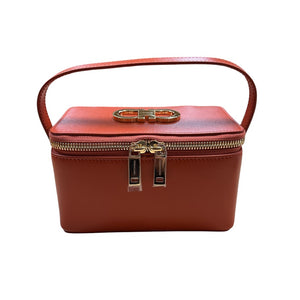 Ferragamo Zip-Around Gancini Calfskin Vanity Bag Beauty Case Terracotta