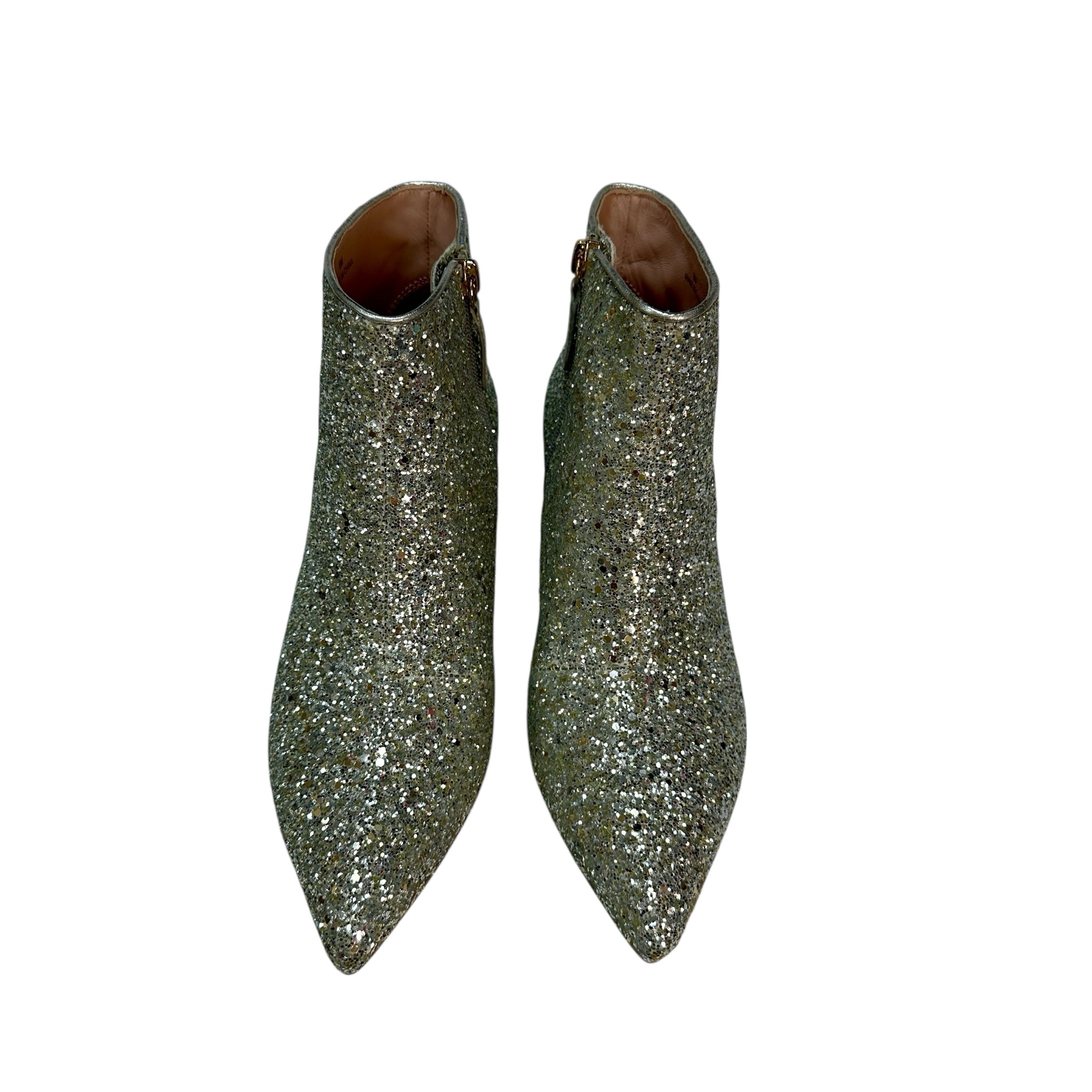 Kate Spade Women's Stan Kitten Heel Glitter Booties Silver Size 8 M