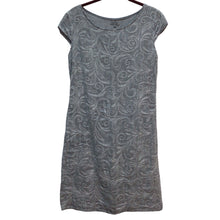 Load image into Gallery viewer, Lina Tomei Embroidered Chambray Cap Sleeve Dress Size S