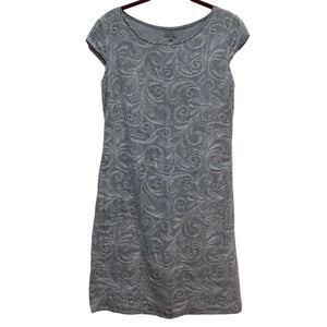 Lina Tomei Embroidered Chambray Cap Sleeve Dress Size S
