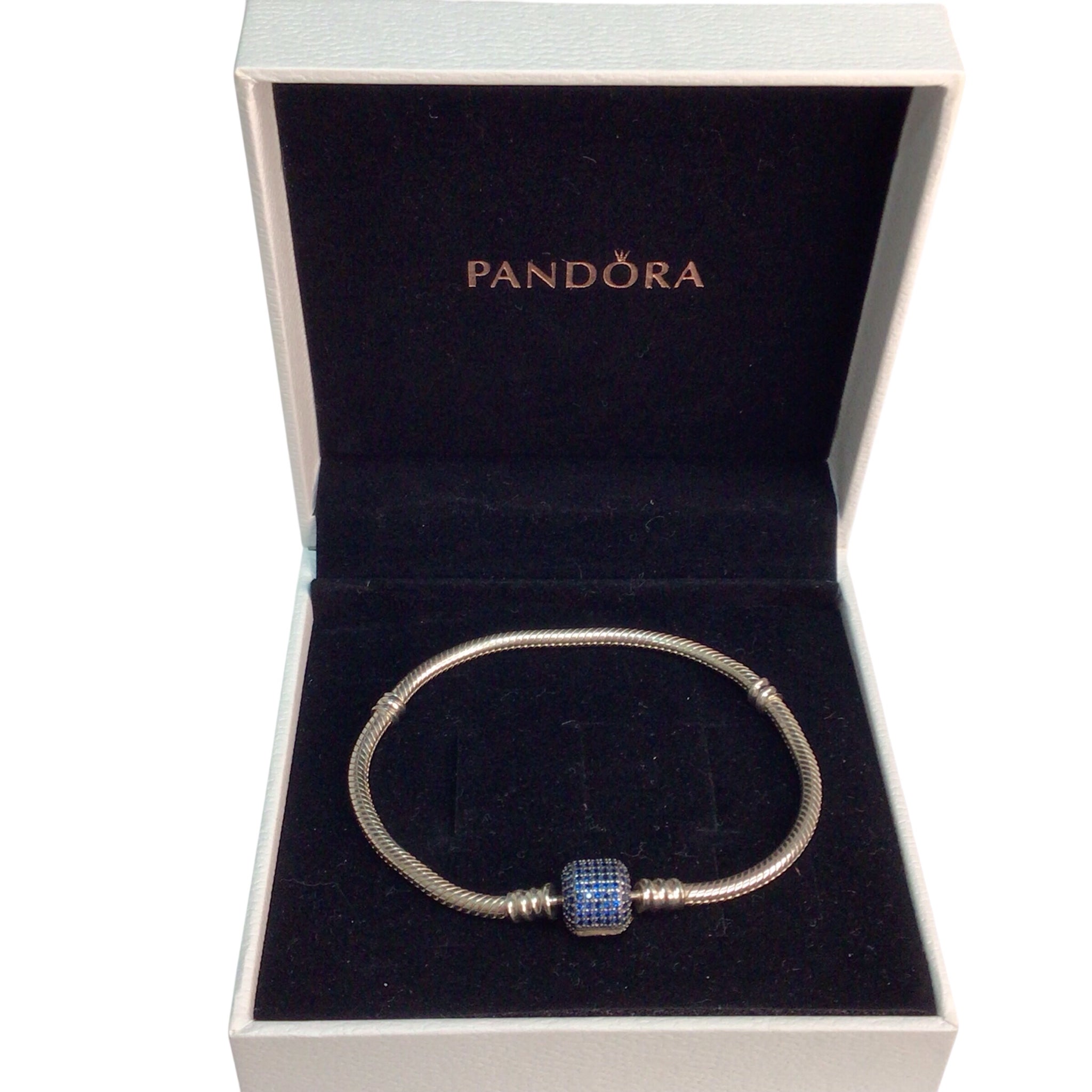 Pandora Moments Sparkling Pave Clasp Sterling Silver Snake Chain Bracelet