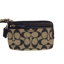 Load image into Gallery viewer, Coach Tan &amp; Black Signature Wristlet