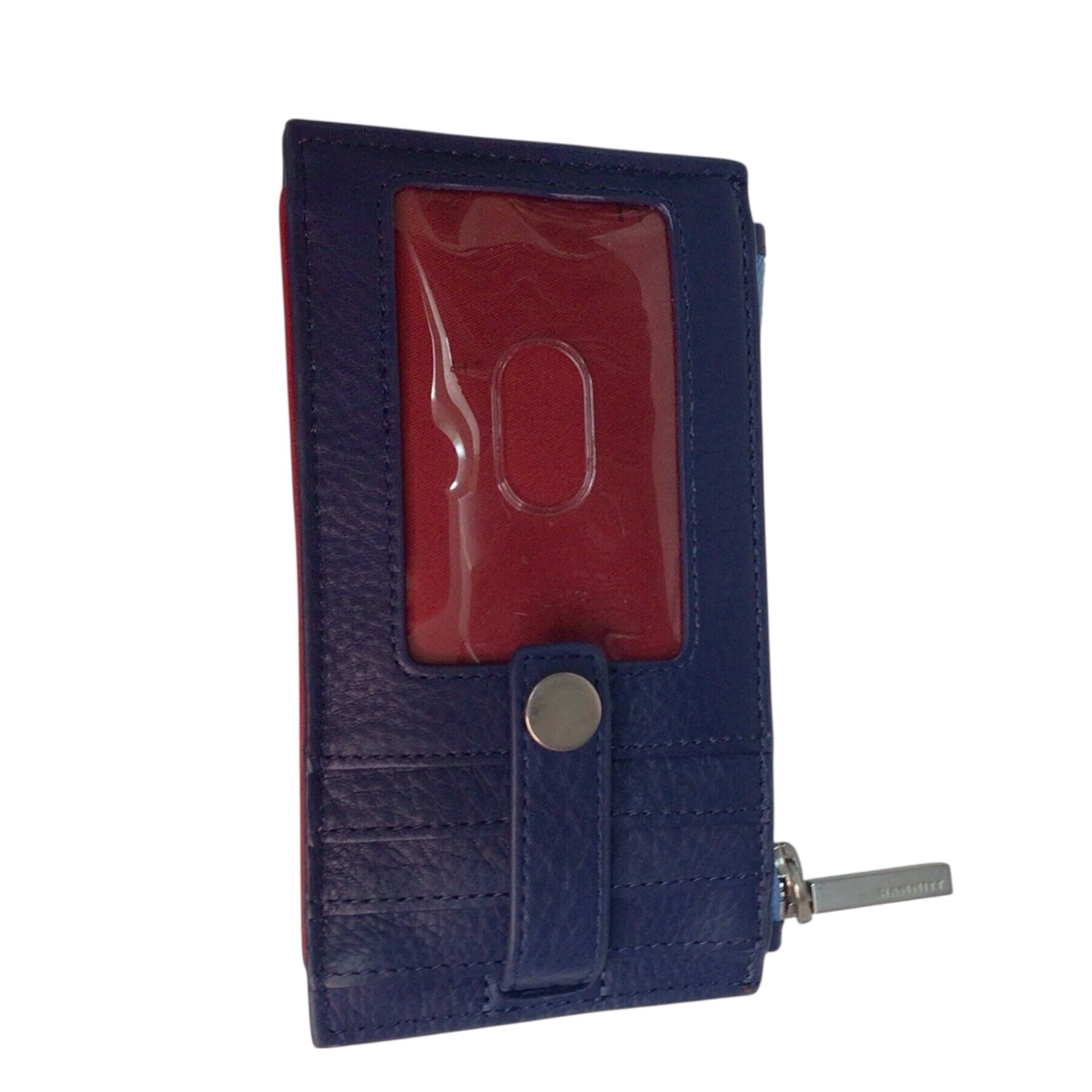 Hammitt 210 West Navy/Brushed Silver Red Zip Card Holder