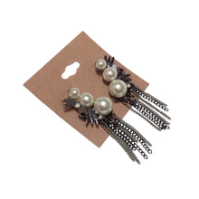 Load image into Gallery viewer, Long Black White Post Earrings