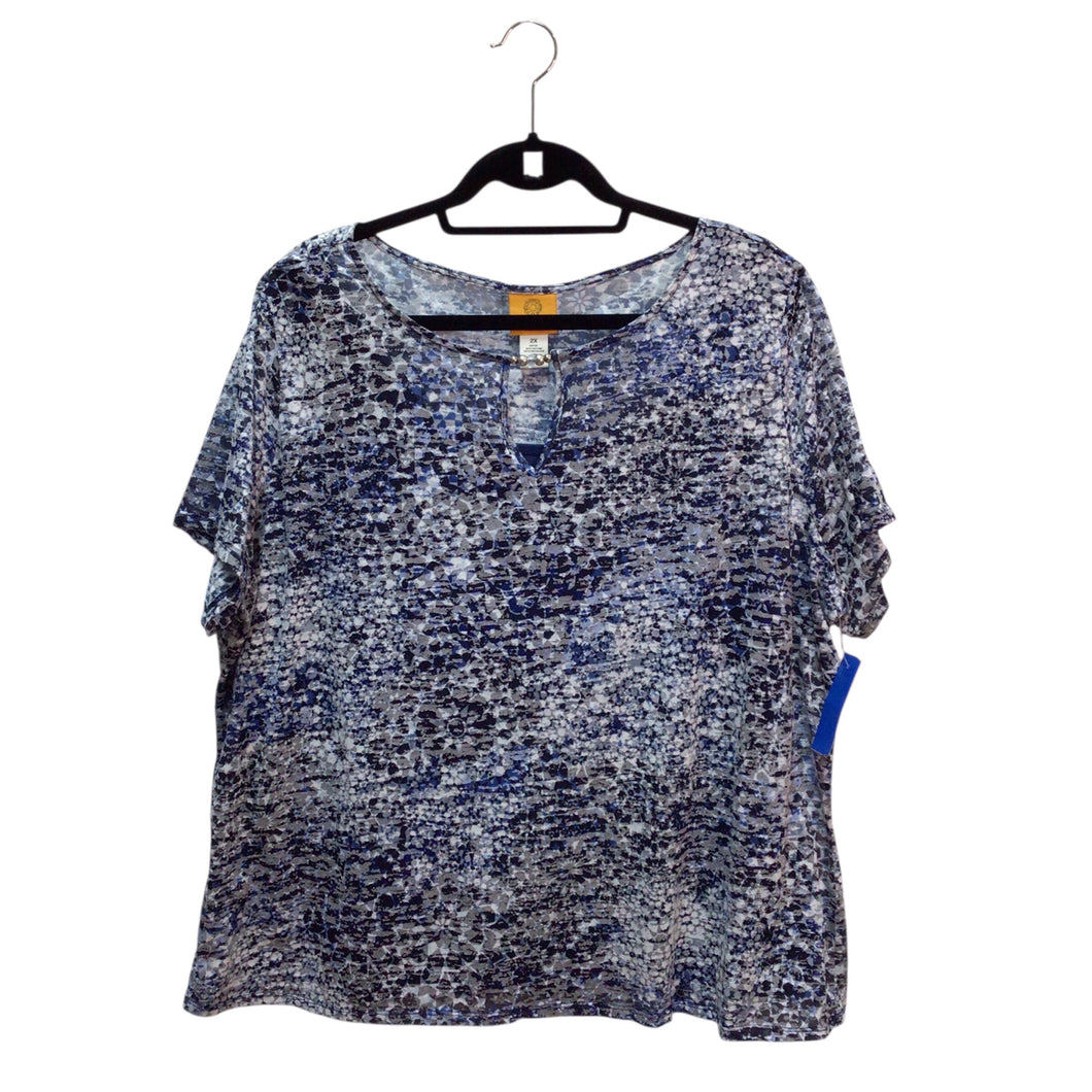 Ruby Rd Blue Short Sleeve Top Size 2X