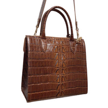 Load image into Gallery viewer, Brahmin Brown Leather Embossed Shoulder Bag Satchel