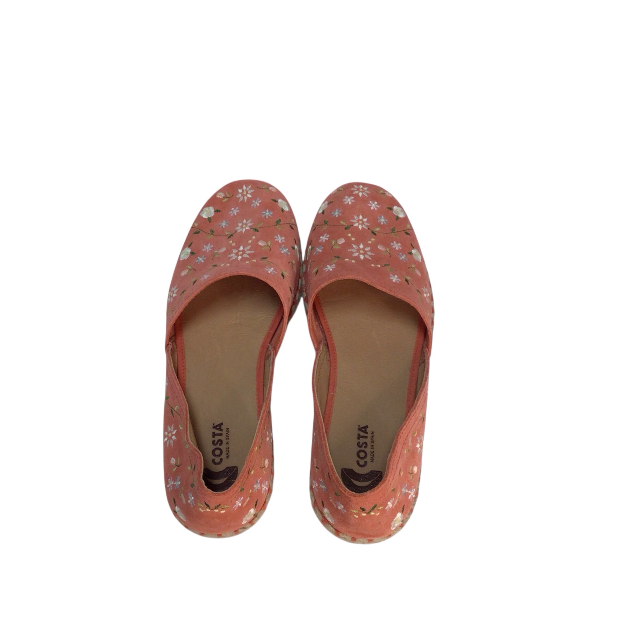 Costa Slip on Shoes Leather Uppers Floral Peach Size 8.5