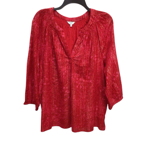 Crown & Ivy Red Long Sleeve Top Size XL