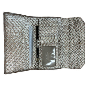 Brahmin Foldover Leather Embossed Checkbook Wallet Gold