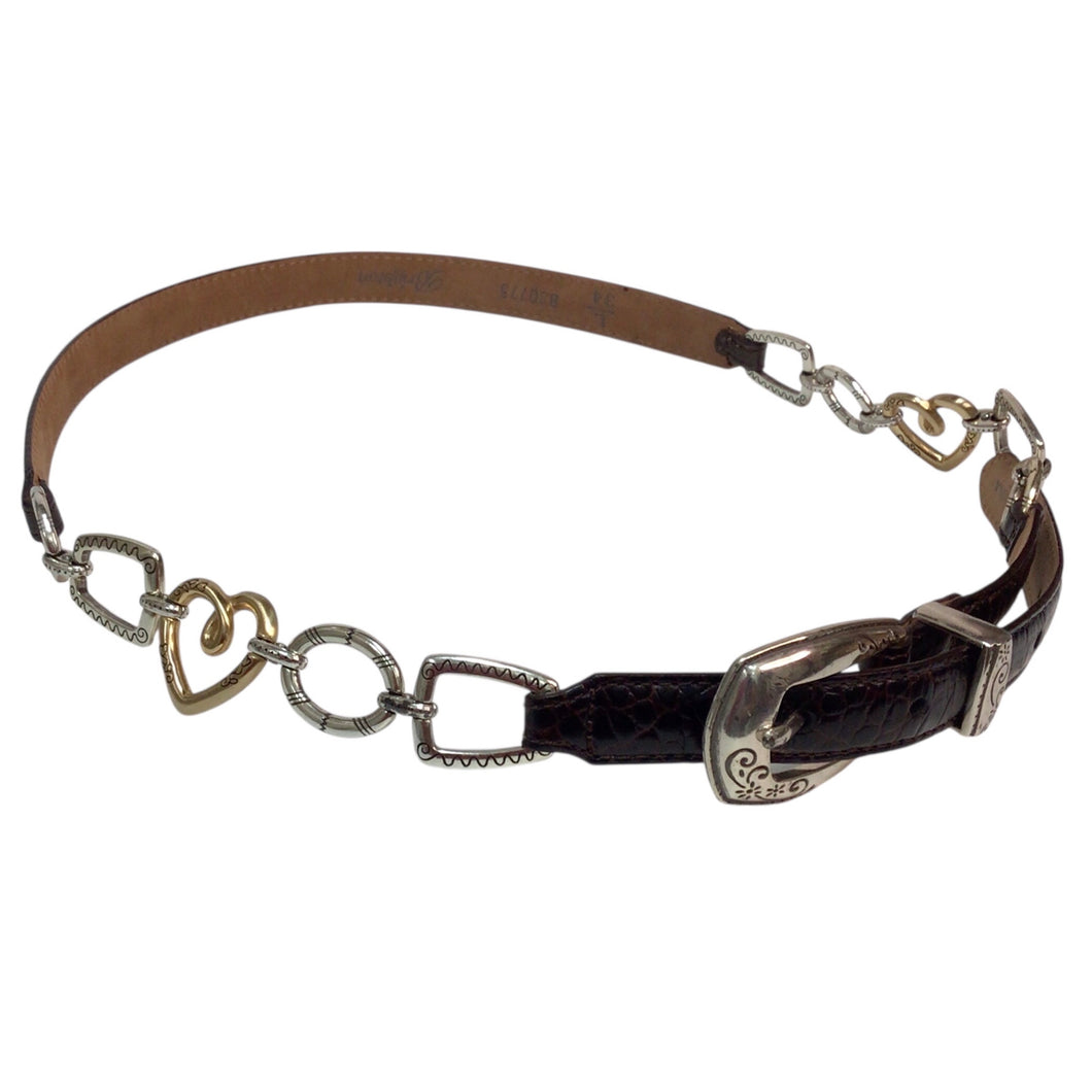 Brighton Black Leather and Chain Belt 34 Waist