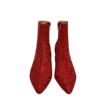 Load image into Gallery viewer, Betsey Johnson Kyla Red Glass Stone Rhinestone Booties Size 8.5