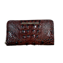 Load image into Gallery viewer, Brahmin Croc Embossed Leather Wallet Brown
