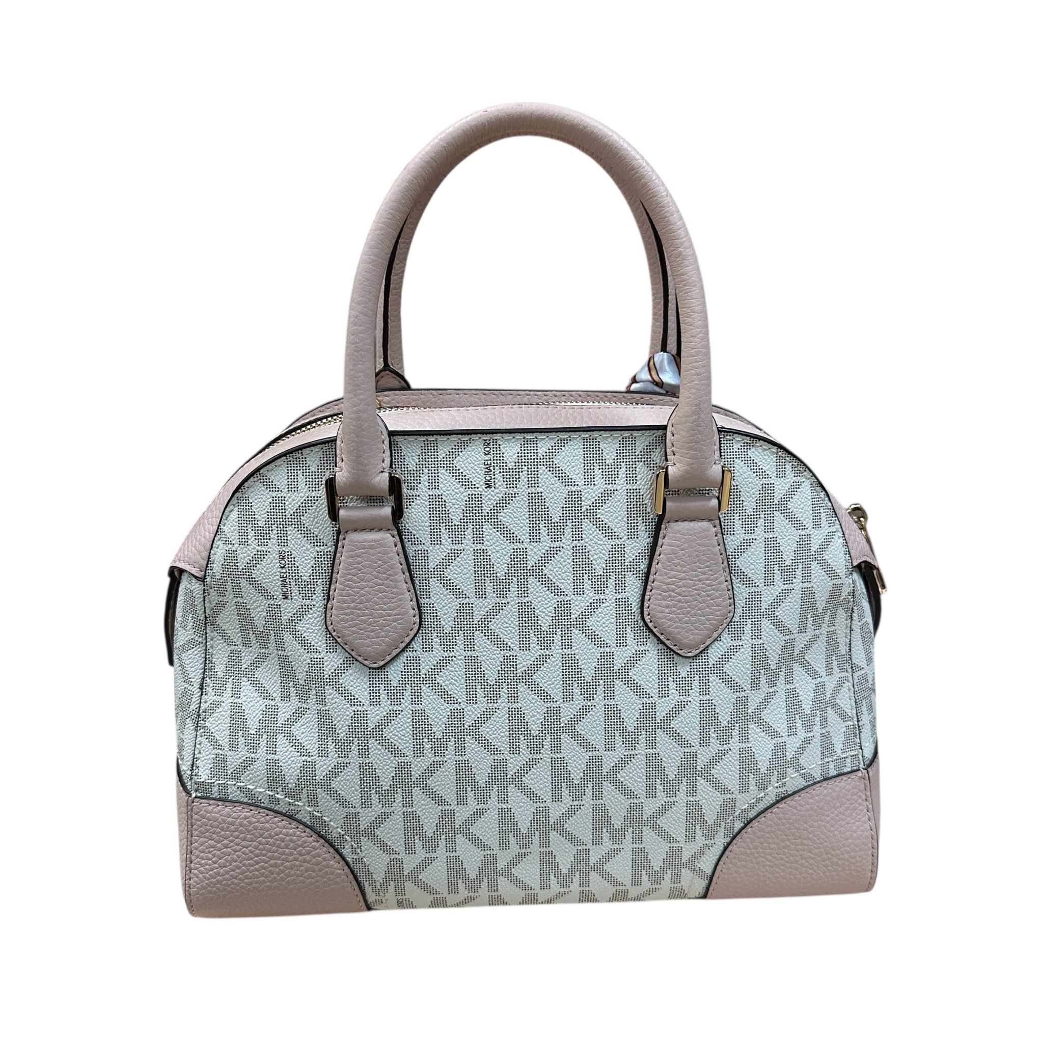 Michael Kors "Hattie" Cream & Blush Bowling Ball Satchel Crossbody Bag