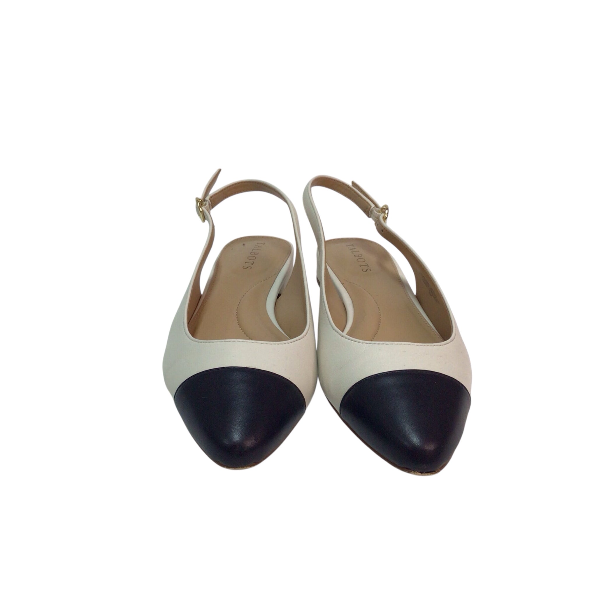 Talbots Sylvie 45 Cream/Black Flats Size 6M