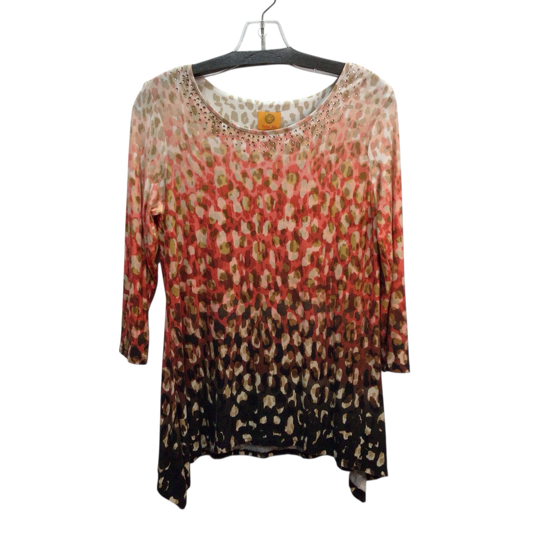 Ruby Road Pink and Brown Long Sleeve Top Size PS
