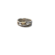 Load image into Gallery viewer, David Yurman X Crossover Band Ring Sterling Silver with 18K Yellow Gold Size 6