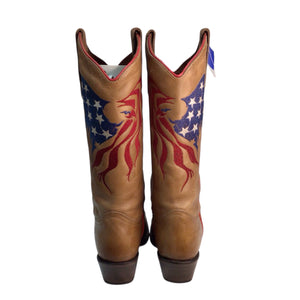 Circle G Women's American Flag Eagle Western Boots Size 7.5 M Tan