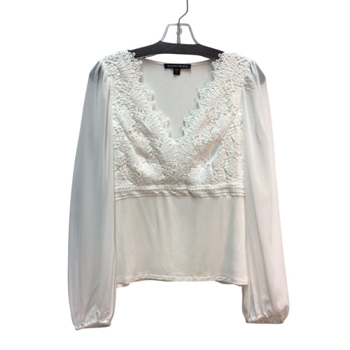 Boston Proper Scallop Lace Long Sleeve Top Size L