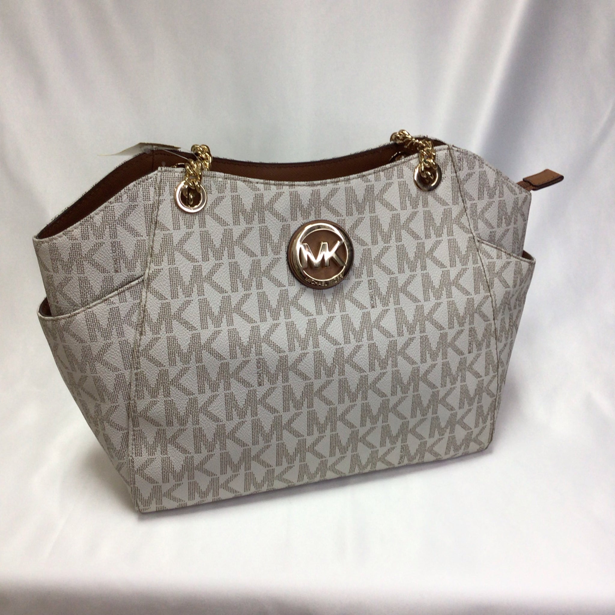 Michael Kors Signature Cream Jet Set Chain Shoulder Bag