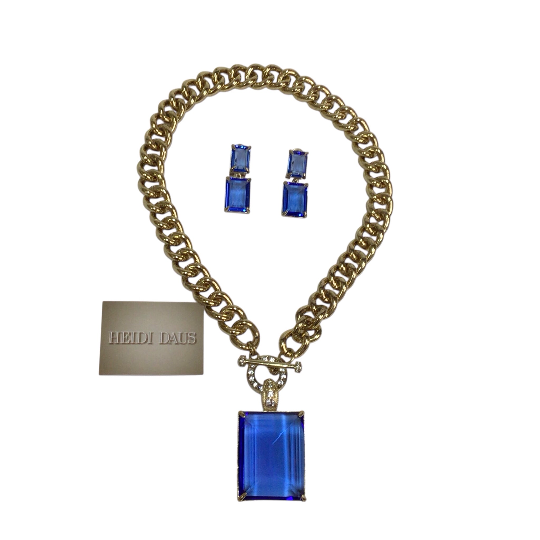 Heidi Daus Hot Rocks Chain Crystal Toggle Enhancer Necklace & Earrings Set