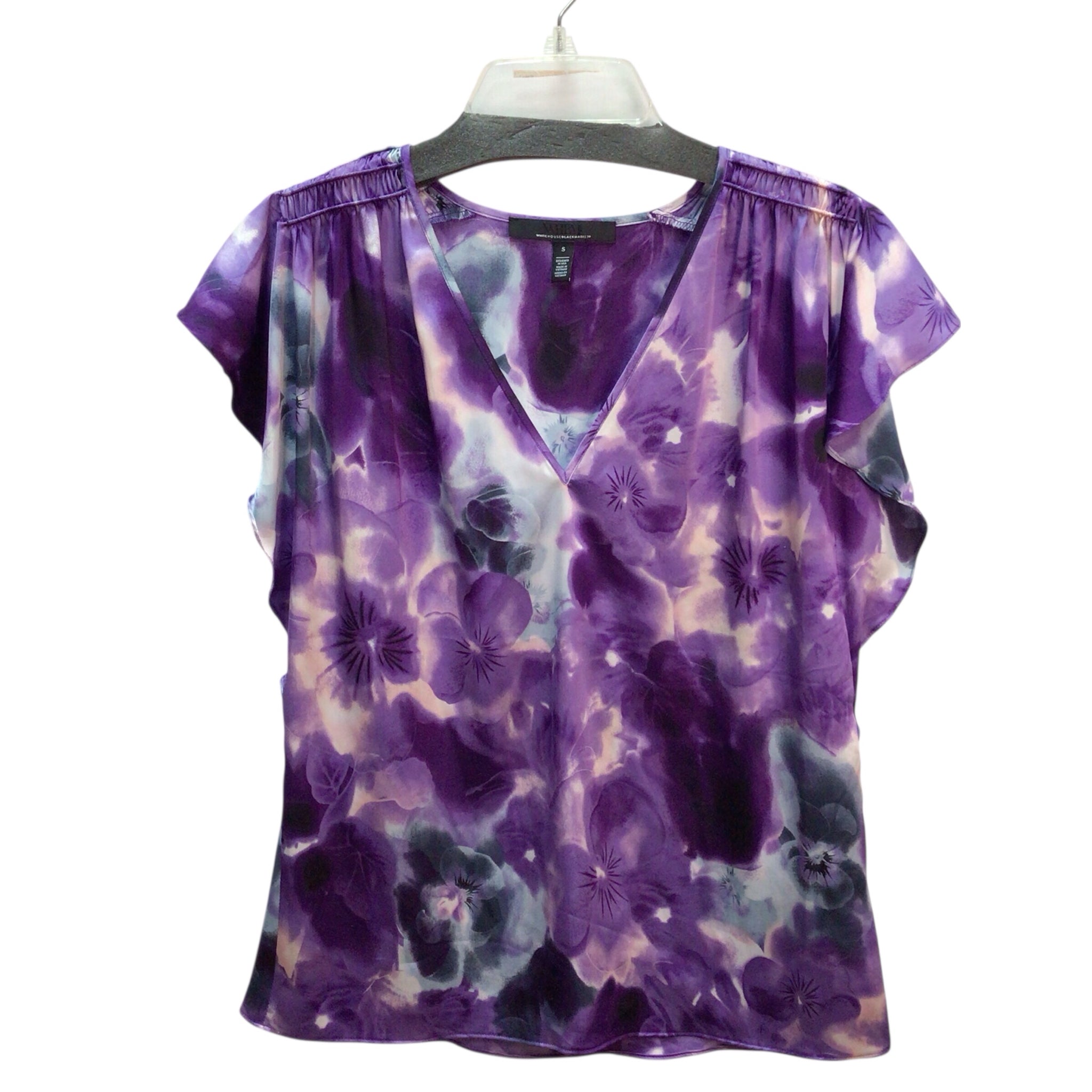 White House Black Market Purple Short Sleeve Top Size S